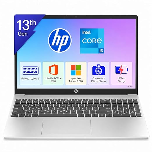 HP 15, 13th Gen Intel Core i3-1315U Laptop (8GB DDR4,512GB SSD)