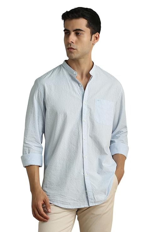 Peter England Men's Casual Mandarin Collar