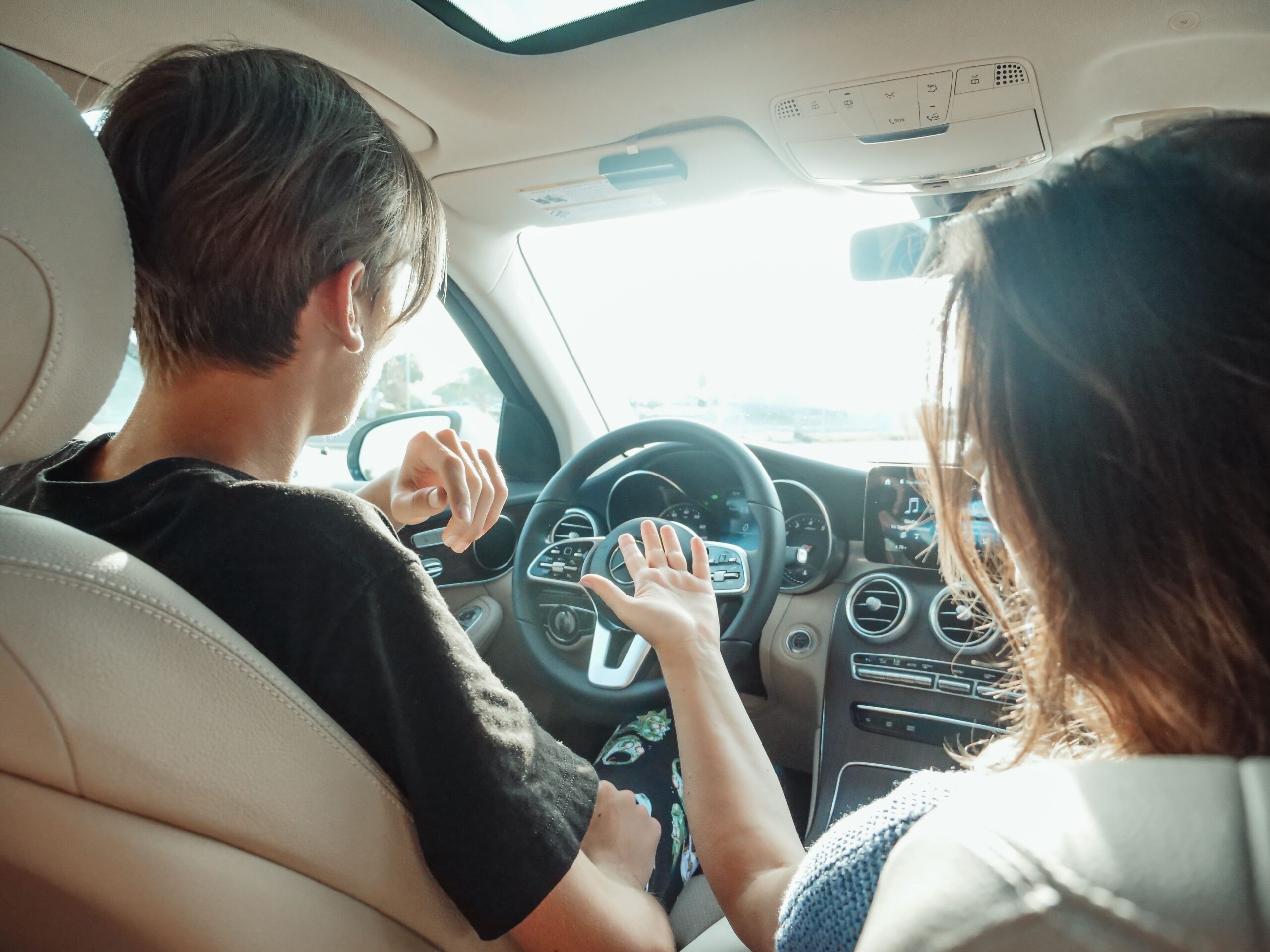 Learner practicing car driving skills in Kakinada